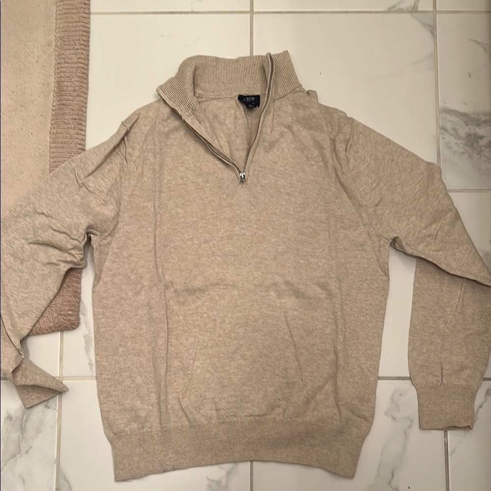 J Crew Men's Beige Half-Zip Sweater